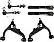 6-Piece Kit Front, Driver and Passenger Side, Upper and Lower, Control Arm, includes (4) Control Arm and (2) Sway Bar Link