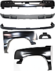 2003-2006 Chevrolet Silverado 1500 - 6-Piece Kit Front, Driver and Passenger Side Fender, Includes (1) Bumper, (1) Bumper Cover, (2) Fender, (1) License Plate Bracket, and (1) Valance
