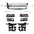 2004 Chevrolet Silverado 1500 - 9-Piece Kit Grille, Chrome,  Includes (1) Grille, (2) Grille Trim, (2) Headlight, (2) Headlight Bracket, and (2) Turn Signal Light