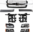 2006 Chevrolet Silverado 1500 - 9-Piece Kit Grille, Textured Gray,  Includes (1) Grille, (2) Grille Trim, (2) Headlight, (2) Headlight Bracket, and (2) Turn Signal Light