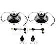 6-Piece Kit Front, Driver and Passenger Side Suspension Kit, Includes (2) Ball Joint, (2) Sway Bar Link, and (2) Wheel Hub