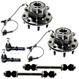 6-Piece Kit Front Suspension Kit, Includes (2) Sway Bar Link, (2) Tie Rod End, and (2) Wheel Hub