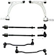 8-Piece Kit Front, Driver and Passenger Side, Lower Control Arm Kit, Includes (2) Control Arm, (2) Sway Bar Link, and (4) Tie Rod End