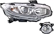 2-Piece Kit Passenger Side Halogen Headlight, With bulb(s), OE Replacement, Includes (1) Fog Light and (1) Headlight
