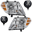 2018 Nissan Frontier - 4-Piece Kit Driver and Passenger Side Halogen Headlight, With bulb(s), For Models With Steel Type Bumper, OE Replacement,  Includes (2) Fog Light and (2) Headlight