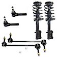6-Piece Kit Front, Driver and Passenger Side Suspension Kit, Includes (2) Loaded Strut, (2) Sway Bar Link, and (2) Tie Rod End