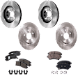 4-Wheel Set Front and Rear Brake Disc and Pad Kit, Plain Surface 5 Lugs Front-302.77 mm/Rear-281.18 mm, Includes (2) Brake Pad Set and (4) Brake Disc
