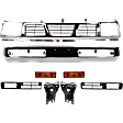 1996 Nissan Pickup - 8-Piece Kit Front Bumper, Production Date From November 1995, Chrome,  Includes (1) Bumper, (2) Bumper Bracket, (2) Fog Light Trim, (1) Grille, and (2) Turn Signal Light