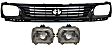 3-Piece Kit Driver and Passenger Side Halogen Headlight, With bulb(s), RWD, OE Replacement, Includes (1) Grille Assembly and (2) Headlight