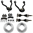 7-Piece Kit Front, Driver and Passenger Side Axle Assembly - New 7-Piece Kit, Includes (2) Brake Disc, (1) Brake Pad Set, (2) Control Arm and (2) Axle Assembly