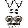 7-Piece Kit Front, Driver and Passenger Side, Lower Control Arm Kit, Includes (2) Axle Assembly, (2) Brake Disc, (1) Brake Pad Set, and (2) Control Arm