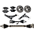 2012 Volkswagen Jetta TDI - 8-Piece Kit Front, Driver and Passenger Side Axle Assembly, New, 2.0L 4Cyl Automatic Dual Clutch, Transaxle, Wagon,  Includes (2) Axle Assembly, (2) Brake Disc, (1) Brake Pad Set, and (2) Control Arm