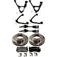9-Piece Kit Front, Driver and Passenger Side, Upper and Lower Control Arm Kit, Includes (2) Axle Assembly, (2) Brake Disc, (1) Brake Pad Set, and (4) Control Arm