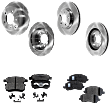 2014 Jeep Patriot - 4-Wheel Set Front and Rear Brake Disc and Pad Kit, Plain Surface, 5 Lugs, Front-293.88 mm/Rear-262.13 mm, Ceramic, 262mm Rear Disc, With BRF Brakes; With 262 mm Rotors, Code BR1, BRF, BRG or BRJ, 2.4L 4Cyl, Pro-Line Series  Includes (4)