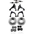 9-Piece Kit Front, Driver and Passenger Side Axle Assembly - New 9-Piece Kit 4WD, Includes (1) Brake Pad Set, (4) Control Arm, (2) Brake Disc and (2) Axle Assembly
