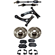 8-Piece Kit Front, Driver and Passenger Side Axle Assembly, with Brake Discs, Brake Pad Sets, and Control Arms, FWD, Manual Transmission, Standard Duty Replacement