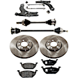 6-Piece Kit Front, Driver and Passenger Side, Lower Control Arm Kit, Includes (1) Brake Pad Set, (2) Brake Disc, (1) Control Arm and (2) Axle Assembly