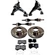 7-Piece Kit Front, Driver and Passenger Side, Lower Control Arm Kit, Includes (1) Brake Pad Set, (2) Control Arm, (2) Axle Assembly and (2) Brake Disc