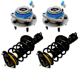 4-Piece Kit Front, Driver and Passenger Side Suspension Kit, Includes (2) Wheel Hub and (2) Shock Absorber and Strut Assembly