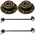 4-Piece Kit Front Suspension Kit, Includes (2) Sway Bar Link and (2) Wheel Hub