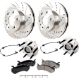 2-Wheel Set Front Wheel Hub, 6 Lugs, With Bearing, With Sensor, RWD, Includes (2) Brake Disc, (1) Brake Pad Set, and (2) Wheel Hub