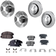 4-Wheel Set Front and Rear Brake Disc and Pad Kit, Plain Surface 5 Lugs Front-344.93 mm/Rear-320.04 mm, Includes (2) Brake Pad Set and (4) Brake Disc