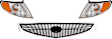 3-Piece Kit Grille Chrome Shell with Painted Black Insert, Includes (2) Corner Light and (1) Grille Assembly