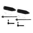 6-Piece Kit Front, Driver and Passenger Side, Inner and Outer Tie Rod End, Includes (4) Tie Rod End and (2) Steering Rack Boot