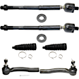 6-Piece Kit Front, Driver and Passenger Side, Inner and Outer Tie Rod End, Includes (4) Tie Rod End and (2) Steering Rack Boot