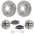2-Wheel Set Front Wheel Hub, 5 Lugs, Includes (2) Brake Disc, (1) Brake Pad Set, and (2) Wheel Hub