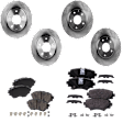 2014 Mazda 3 - 4-Wheel Set Front and Rear Brake Disc and Pad Kit, Plain Surface, 5 Lugs, Front-279.91 mm/Rear-265 mm, 2.0L 4Cyl, Includes (2) Brake Pad Set and (4) Brake Disc