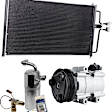 3-Piece Kit A/C Compressor Kit, With Clutch, 6-Groove Pulley, Includes (1) A/C Compressor, (1) A/C Condenser and (1) A/C Service Kit