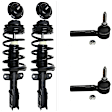 4-Piece Kit Front, Driver and Passenger Side Suspension Kit, Includes (2) Shock Absorber and Strut Assembly and (2) Tie Rod End