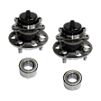 2-Wheel Set Rear Wheel Hub, 4 Lugs, With Bearing, With Sensor, FWD, 1.5L, 4Cyl, Includes (2) Wheel Bearing and (2) Wheel Hub