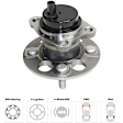 2-Wheel Set Rear Wheel Hub, 4 Lugs, With Bearing, With Sensor, FWD, 1.5L, 4Cyl, Includes (2) Wheel Bearing and (2) Wheel Hub