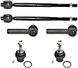 6-Piece Kit Front, Driver and Passenger Side Suspension Kit, Includes (2) Ball Joint and (4) Tie Rod End