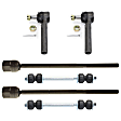 6-Piece Kit Front, Driver and Passenger Side, Inner and Outer Suspension Kit, Includes (4) Tie Rod End and (2) Sway Bar Link