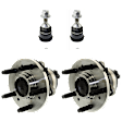 2-Wheel Set Front, Driver and Passenger Side Wheel Hub, 5 Lugs, With Bearing, With Sensor, Includes (2) Ball Joint and (2) Wheel Hub