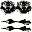 4-Piece Kit Front, Driver and Passenger Side Suspension Kit, Includes (2) Axle Assembly and (2) Wheel Hub
