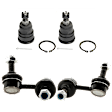 4-Piece Kit Front, Driver and Passenger Side, Lower Ball Joint, includes (2) Ball Joint, (2) Sway Bar Link, and (2) Tie Rod End