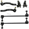 6-Piece Kit Front, Driver and Passenger Side, Outer, Lower Ball Joint, includes (2) Ball Joint, (2) Sway Bar Link, and (2) Tie Rod End