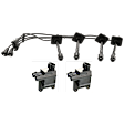 3-Piece Kit Ignition Coil and Spark Plug Kit, Includes (2) Ignition Coil and (1) Spark Plug Wire