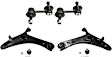4-Piece Kit Front, Driver and Passenger Side, Lower Control Arm, includes (2) Control Arm and (2) Sway Bar Link