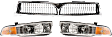 3-Piece Kit, Grille Chrome Shell with Painted Black Insert, Includes (1) Grille and (2) Headlight