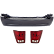 3-Piece Kit, Rear Primed Bumper Cover, For Models Without Trailer Hitch, Includes (1) Bumper Cover and (2) Tail Light