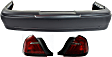 3-Piece Kit, Rear Primed Bumper Cover, Sedan, Includes (1) Bumper Cover and (2) Tail Light