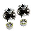 2-Wheel Set Rear Wheel Hub, 4 Lugs, With Bearing, FWD, 1.6L, 4Cyl, Includes (2) Wheel Hub and (2) Wheel Bearing