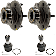 2-Wheel Set Front, Driver and Passenger Side Wheel Hub, 5 Lugs, With Bearing, With Sensor, 4WD, Includes (2) Ball Joint and (2) Wheel Hub