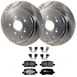 KIT-062224-109 2-Wheel Set Rear Brake Disc and Pad Kit, Cross-drilled and Slotted 5 Lugs 312.93 mm Ceramic, Includes (2) Brake Disc and (1) Brake Pad Set