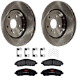 KIT-062224-128 2-Wheel Set Front Brake Disc and Pad Kit, Plain Surface 5 Lugs 320.04 mm Ceramic, Includes (1) Brake Pad Set and (2) Brake Disc